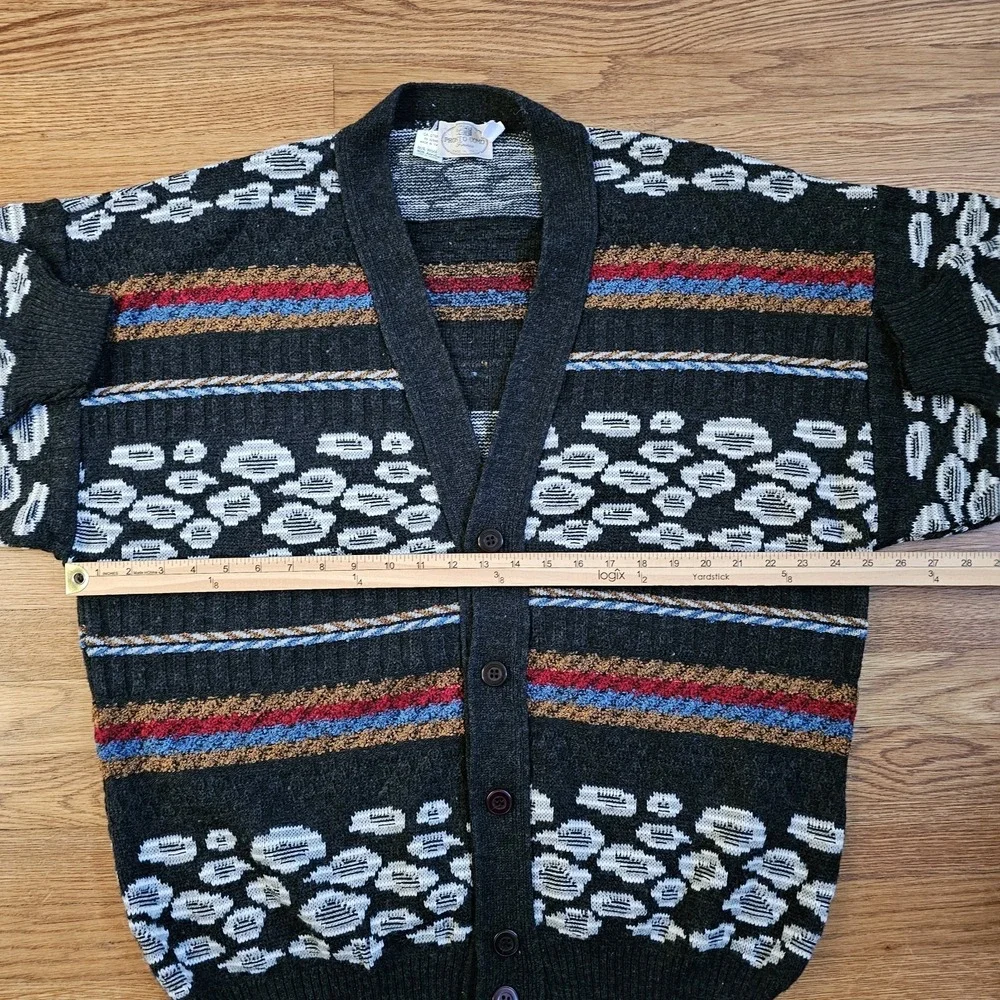 Vintage PRONTO UOMO Grandpa Cardigan Sweater Multicolor  Men's  XL (54)  ITALY